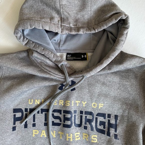 Under Armour University of Pittsburgh Gray Hooded Sweatshirt Size S - Picture 10 of 10